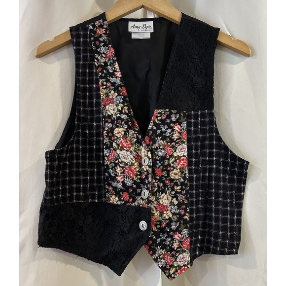 Jackets & Blazers - Vintage‎ Amy Byer Floral Patchwork Vest Size Medium USA